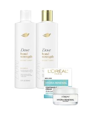 Dove Bond Strength Shampoo Conditioner & Loreal Hydra Renewal Cream Lot